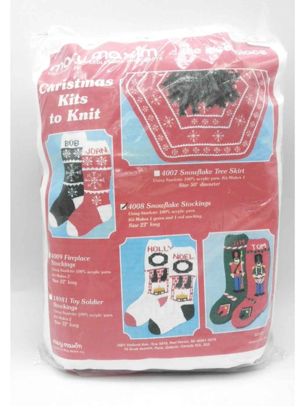 Mary Maxim Vintage Knit Christmas Snowflake # 4008 Stocking Kit New Old Stock